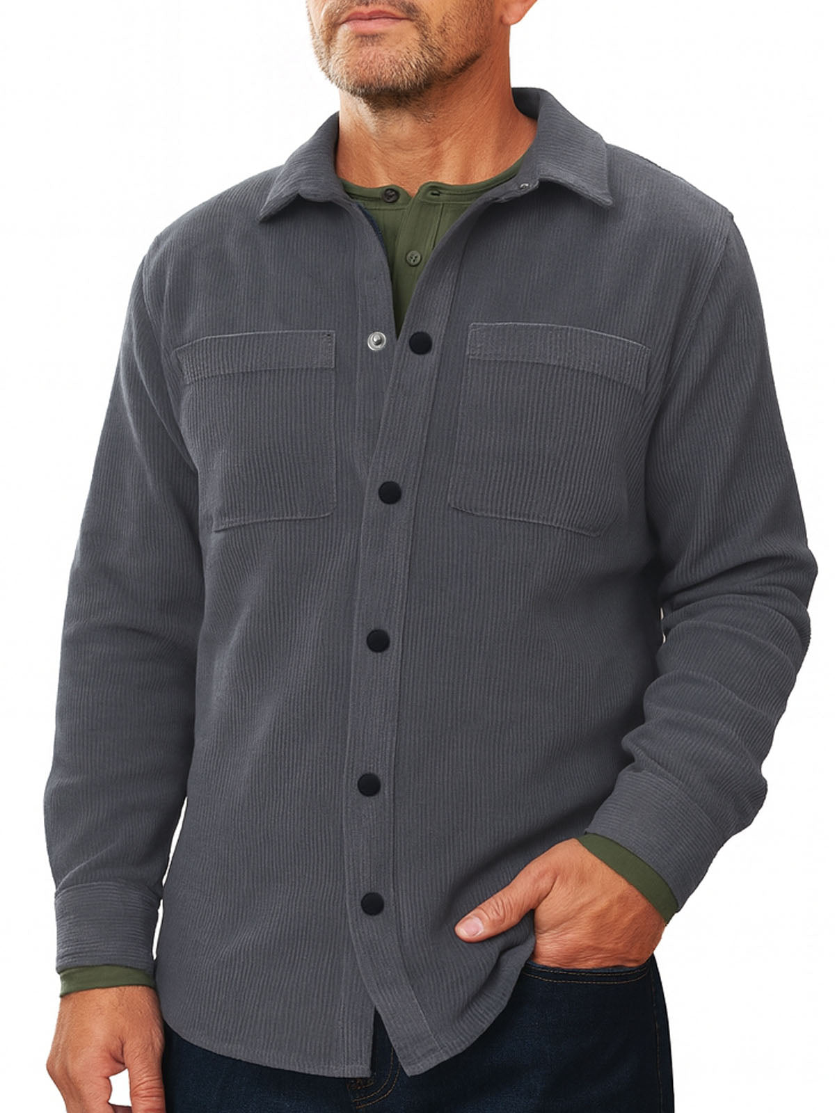 Men's Corduroy Utility Long Sleeve Shirt Eleven Oasis