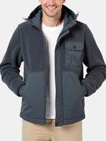 Men's Sherpa-Panel Hooded Puffer Jacket with Chest Pocket Eleven Oasis