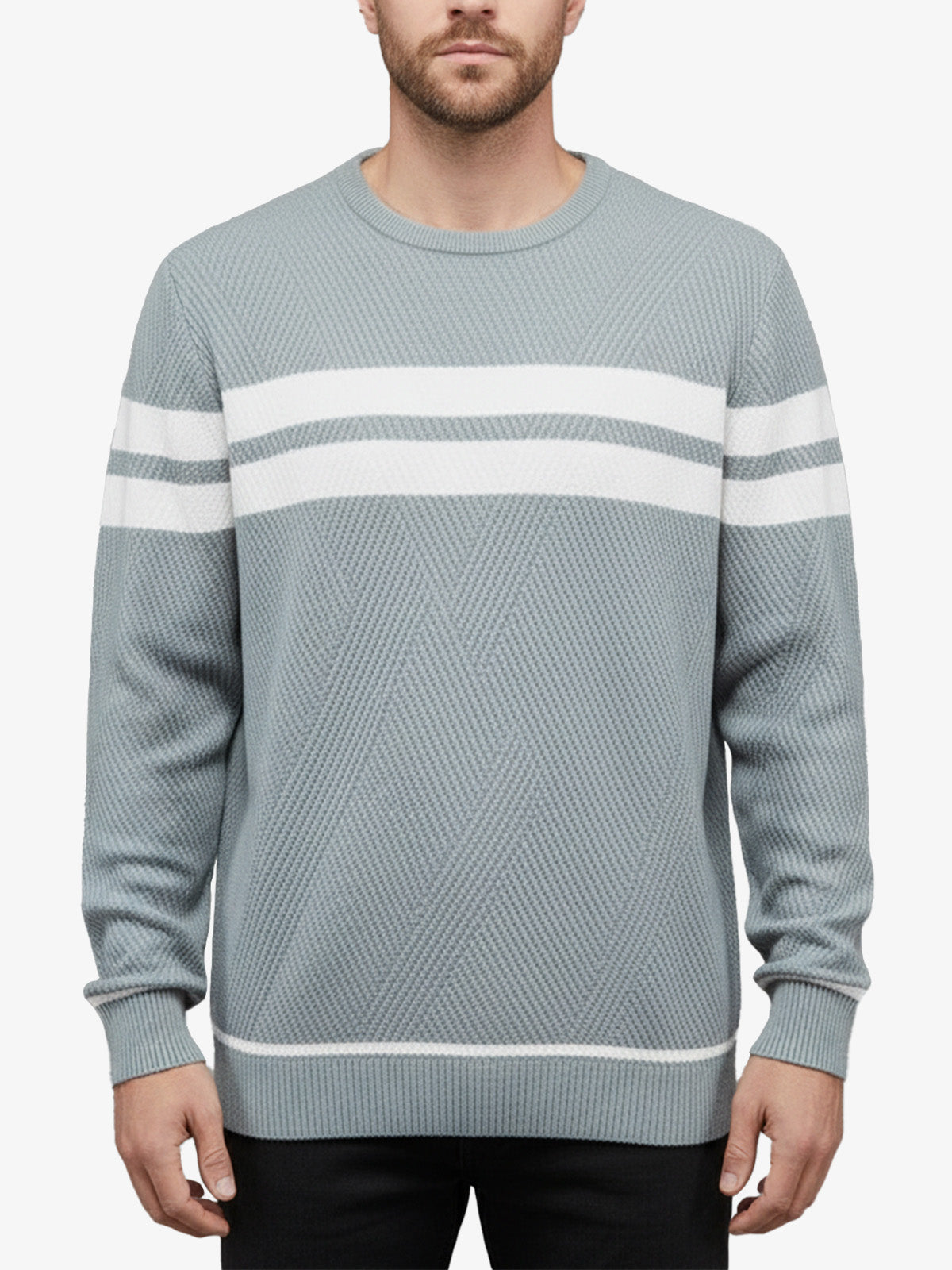 Men's Slim Stripe Knit Sweater Eleven Oasis