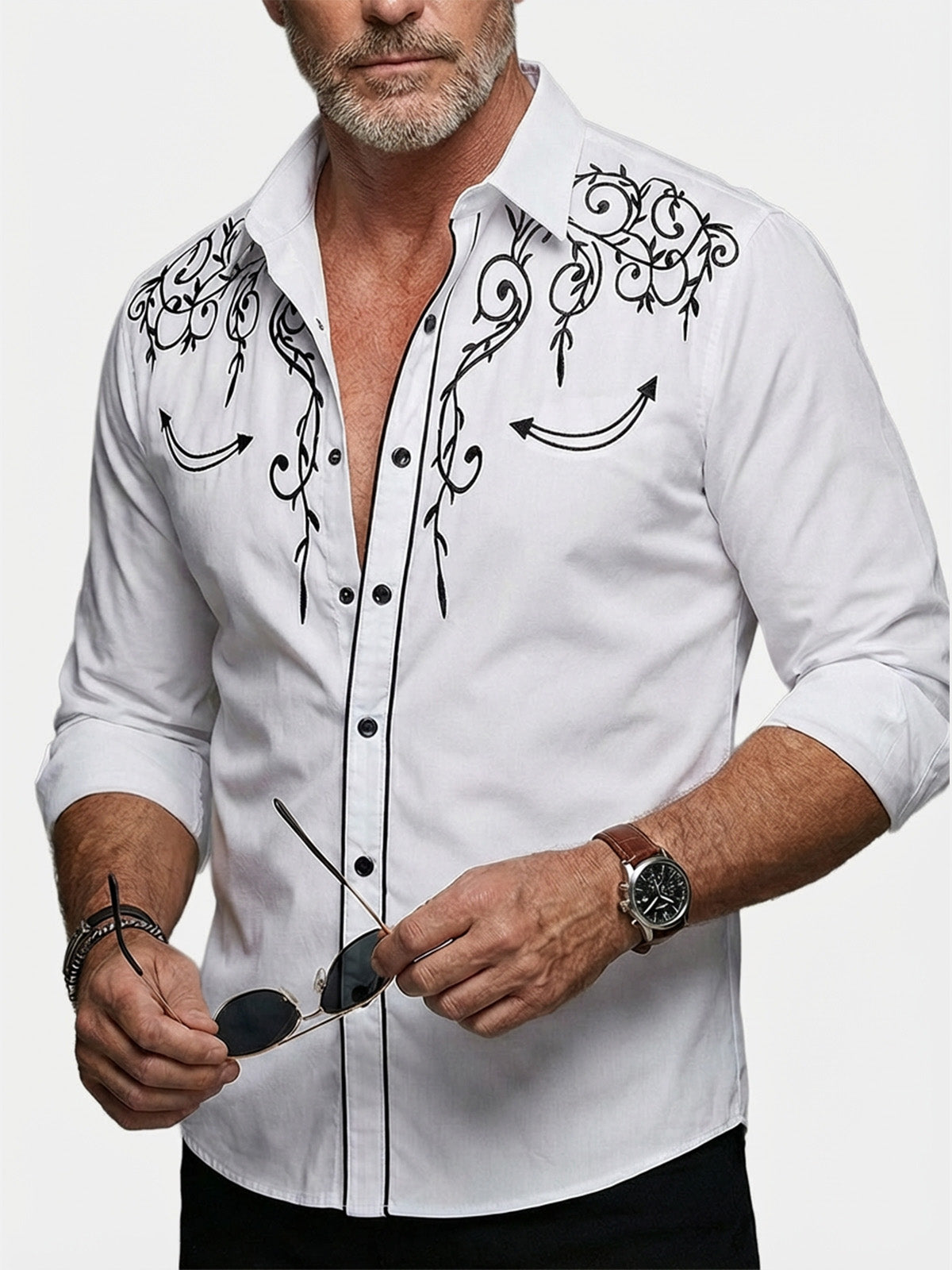 Men's Western Embroidered Long Sleeve Shirt Eleven Oasis