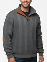 Men's Braided Cable Knit Quarter Button Sweater Eleven Oasis