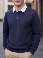 Men's Polo Collar Long Sleeve Sweatshirt Eleven Oasis