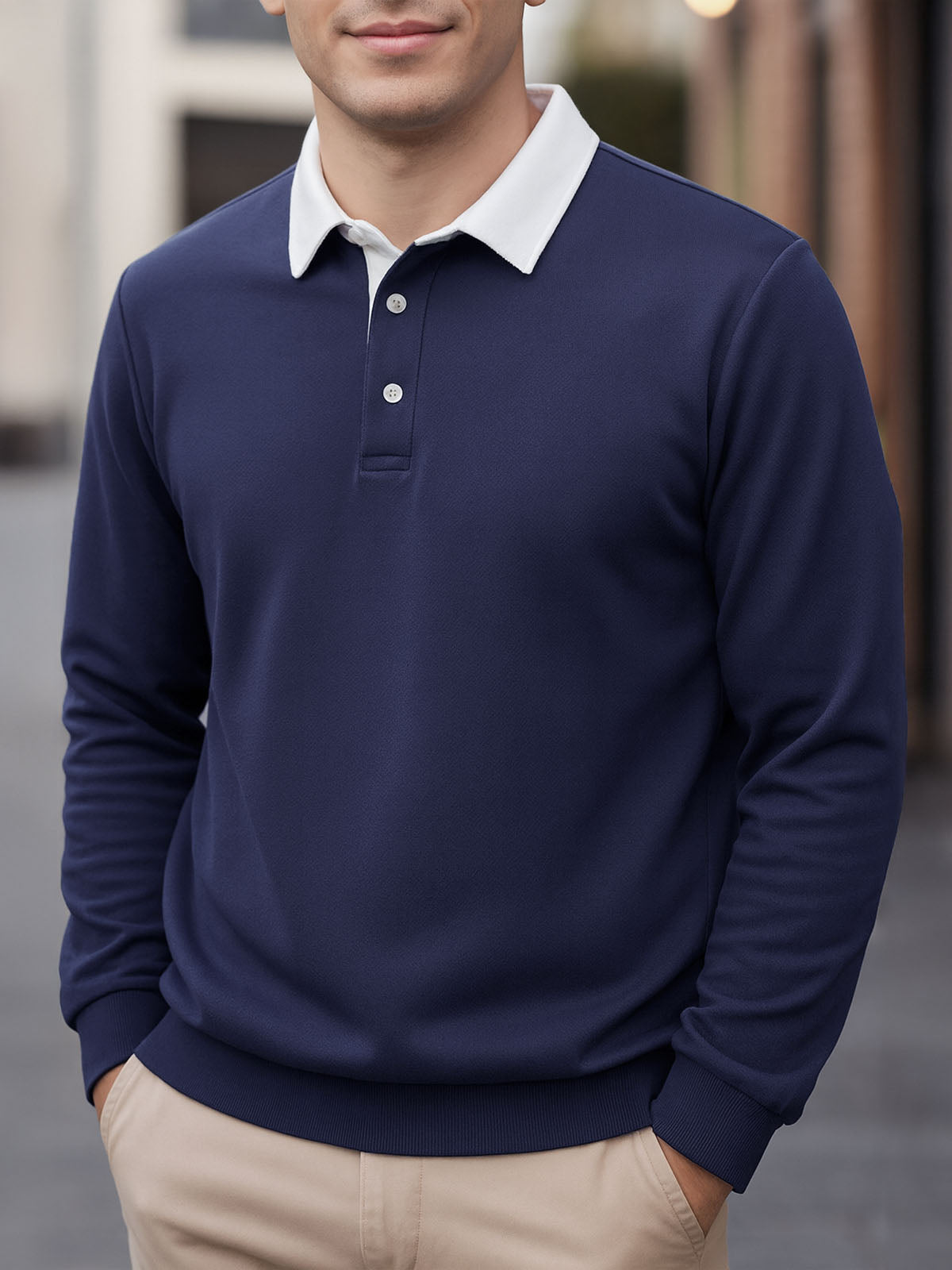 Men's Polo Collar Long Sleeve Sweatshirt Eleven Oasis
