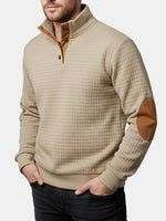 Men's Quilted Elbow Patch Mock Neck Pullover Eleven Oasis