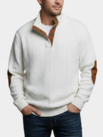 Men's Cable Knit Quarter Button Pullover Sweater ElevenOasis