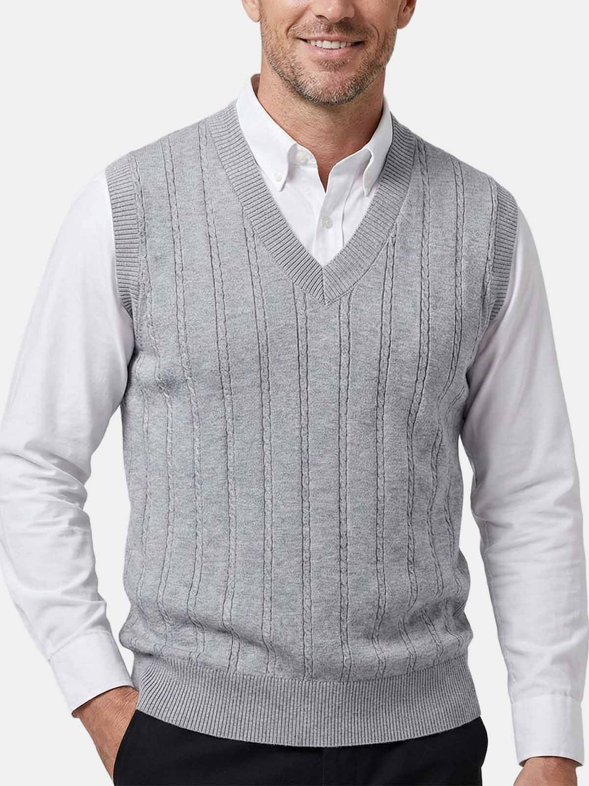 Men's Cable Knit V-Neck Sweater Vest Eleven Oasis