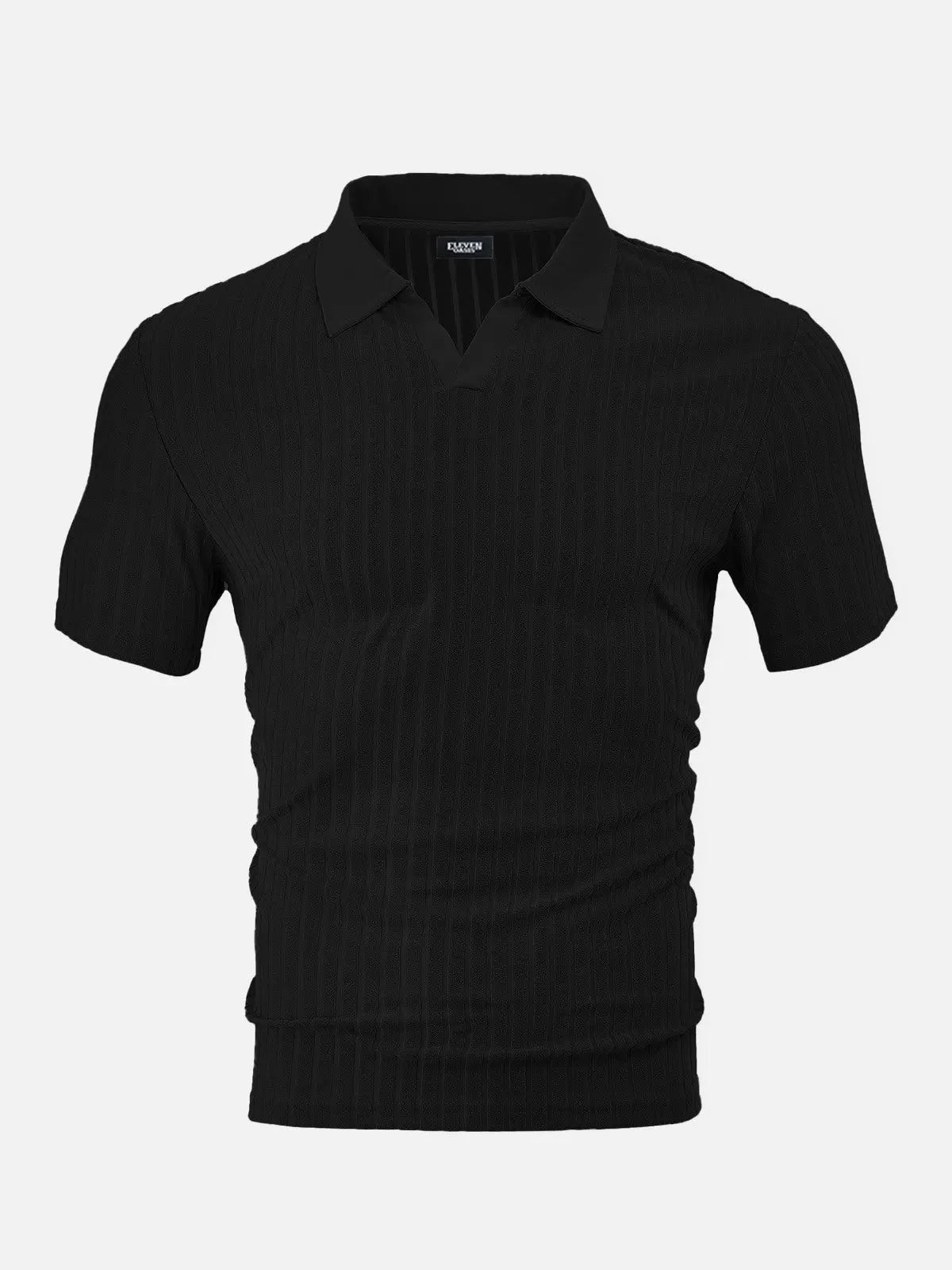 Men's Slim Fit Textured Open Collar Polo Shirt Eleven Oasis