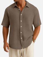 Men¡®s Cotton Waffle Texture Short Sleeve Shirt Eleven Oasis