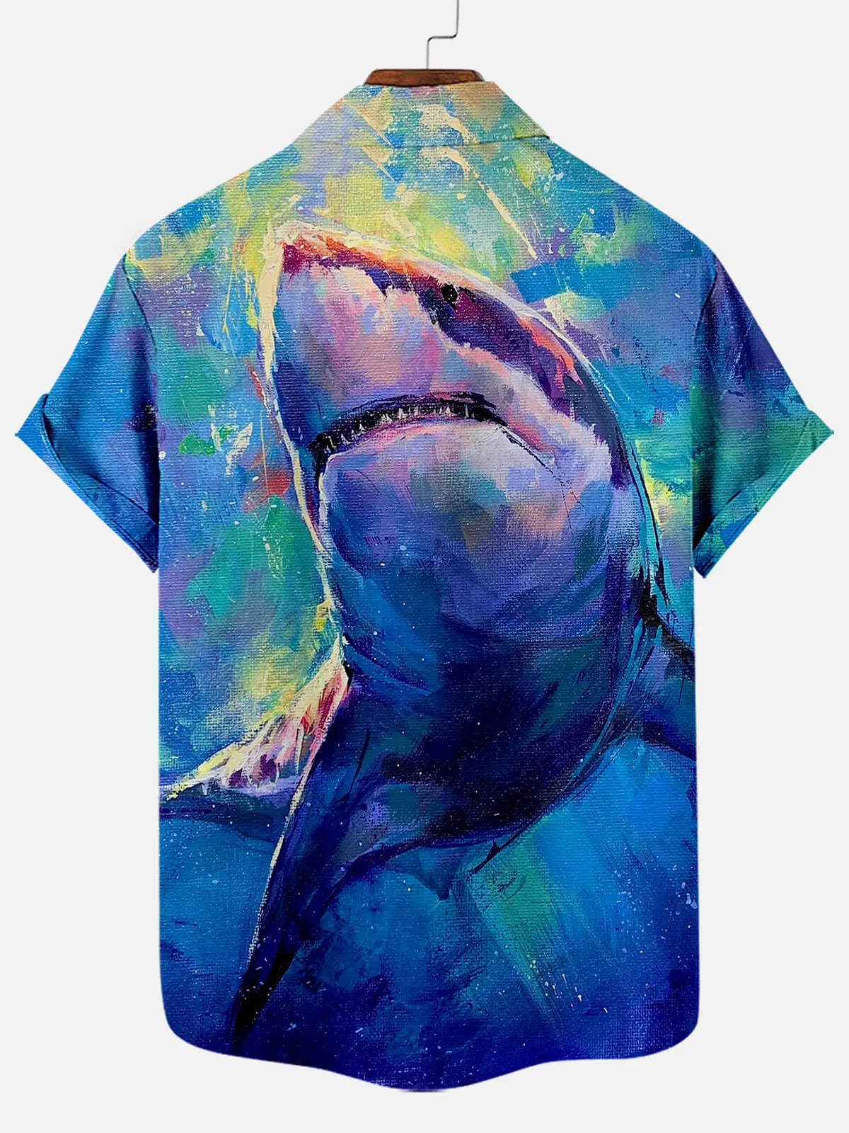 Hawaiian Great White Shark Pattern Men's Short Sleeve TopMens short sleeve shirts Big and tall Mens shirts Short sleeve shirts for men Mens 4xl shirts Casual short sleeve shirts