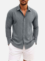 Men's Linen Cotton Blend Long Sleeve Shirt Eleven Oasis