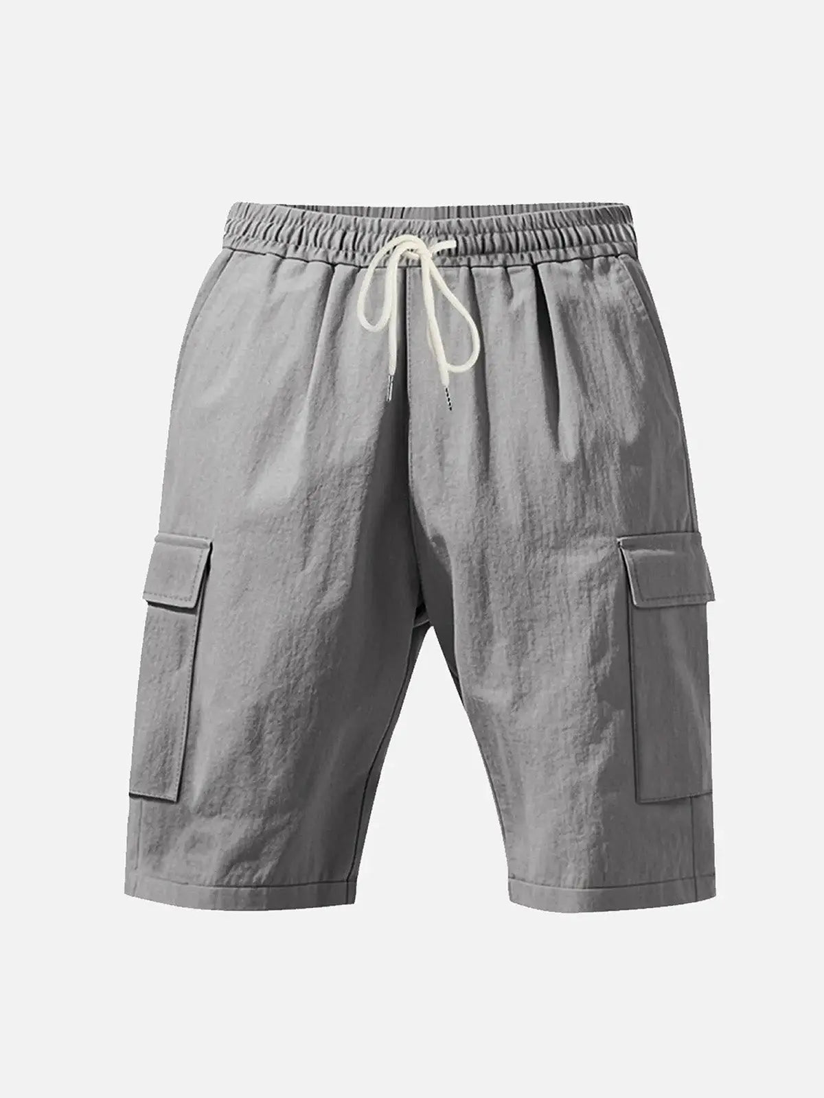 Men's Solid Color Linen Shorts Waist Drawstring Cargo Shorts ElevenOasis