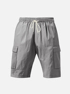Men's Solid Color Linen Shorts Waist Drawstring Cargo Shorts ElevenOasis