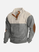 Men's Colorblock Henley Pullover Sweatshirt Eleven Oasis