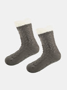 Cable Knit Sherpa-Lined Slipper Socks ElevenOasis