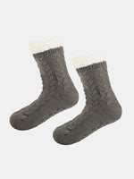 Cable Knit Sherpa-Lined Slipper Socks Eleven Oasis