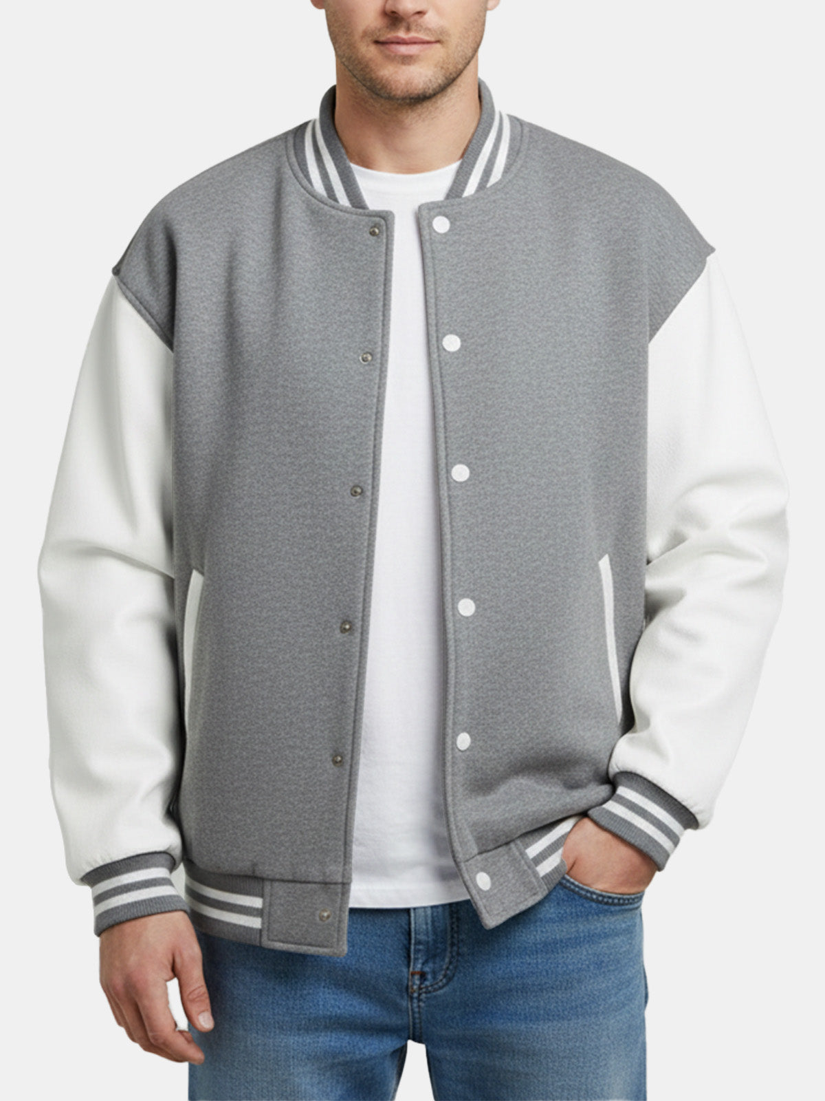 Men's Classic Colorblock Varsity Jacket Eleven Oasis