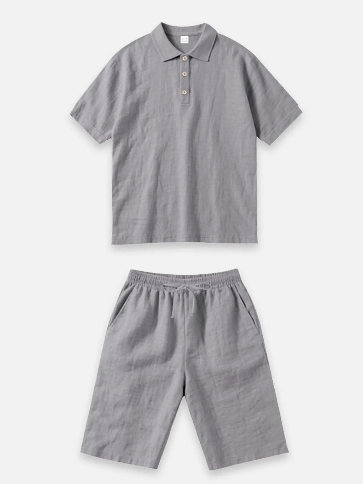 Men's Linen Blend Polo Short Set ElevenOasis