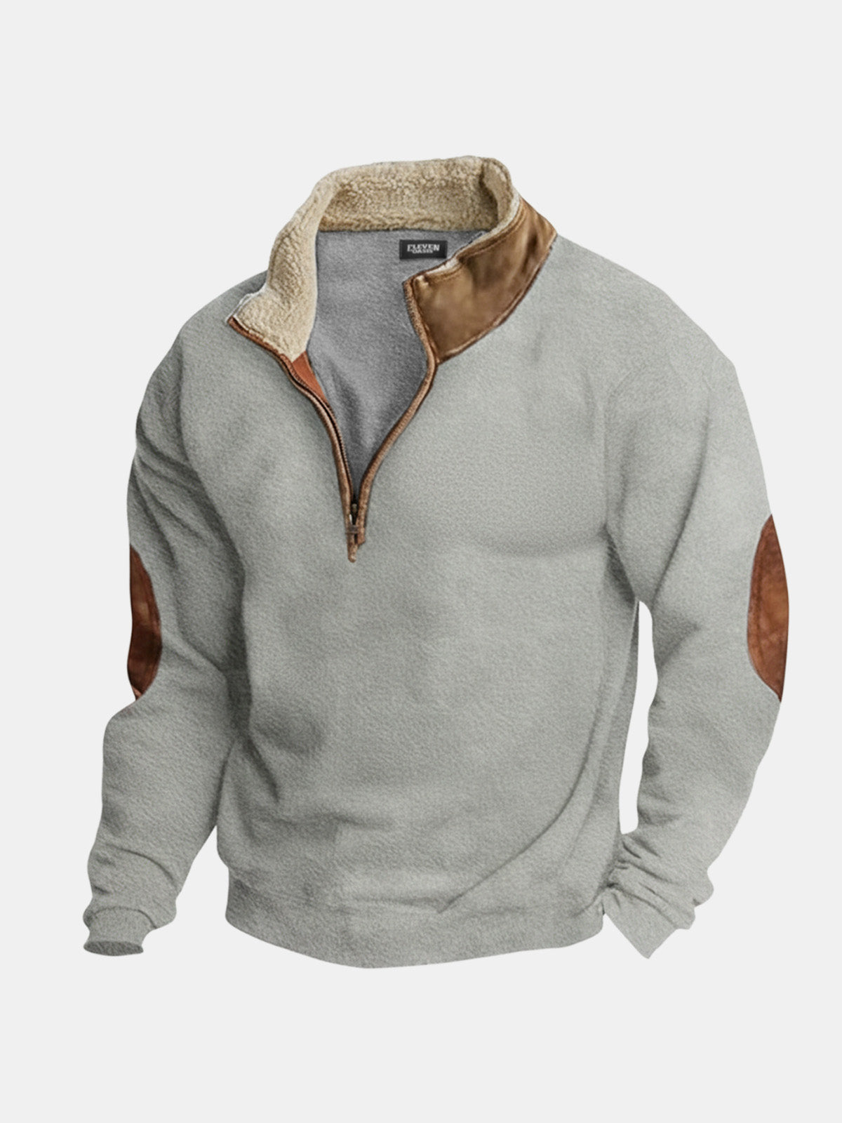 Men's Sherpa Collar Quarter-Zip Fleece Pullover Sweater Eleven Oasis