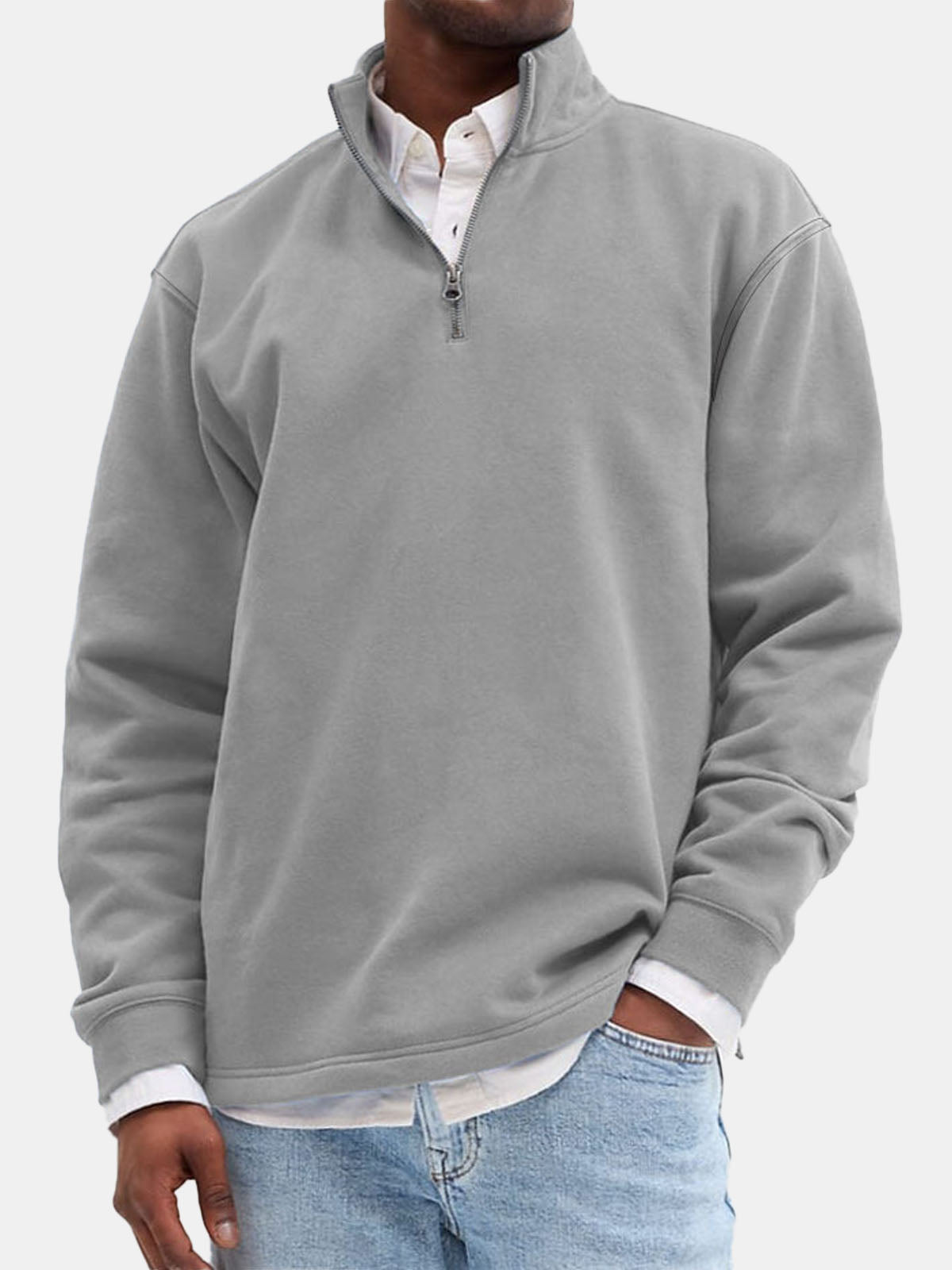 Men's Quarter-Zip Cotton Blend Sweatshirt Eleven Oasis