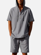 Men's Linen Blend Hooded Short Set Eleven Oasis