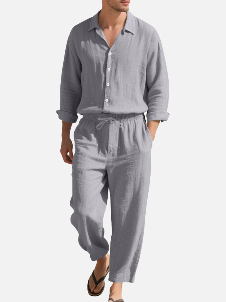 Men's Linen Blend Relaxed Two-Piece Set Eleven Oasis
