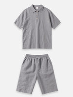 Men's Linen Blend Polo Short Set Eleven Oasis