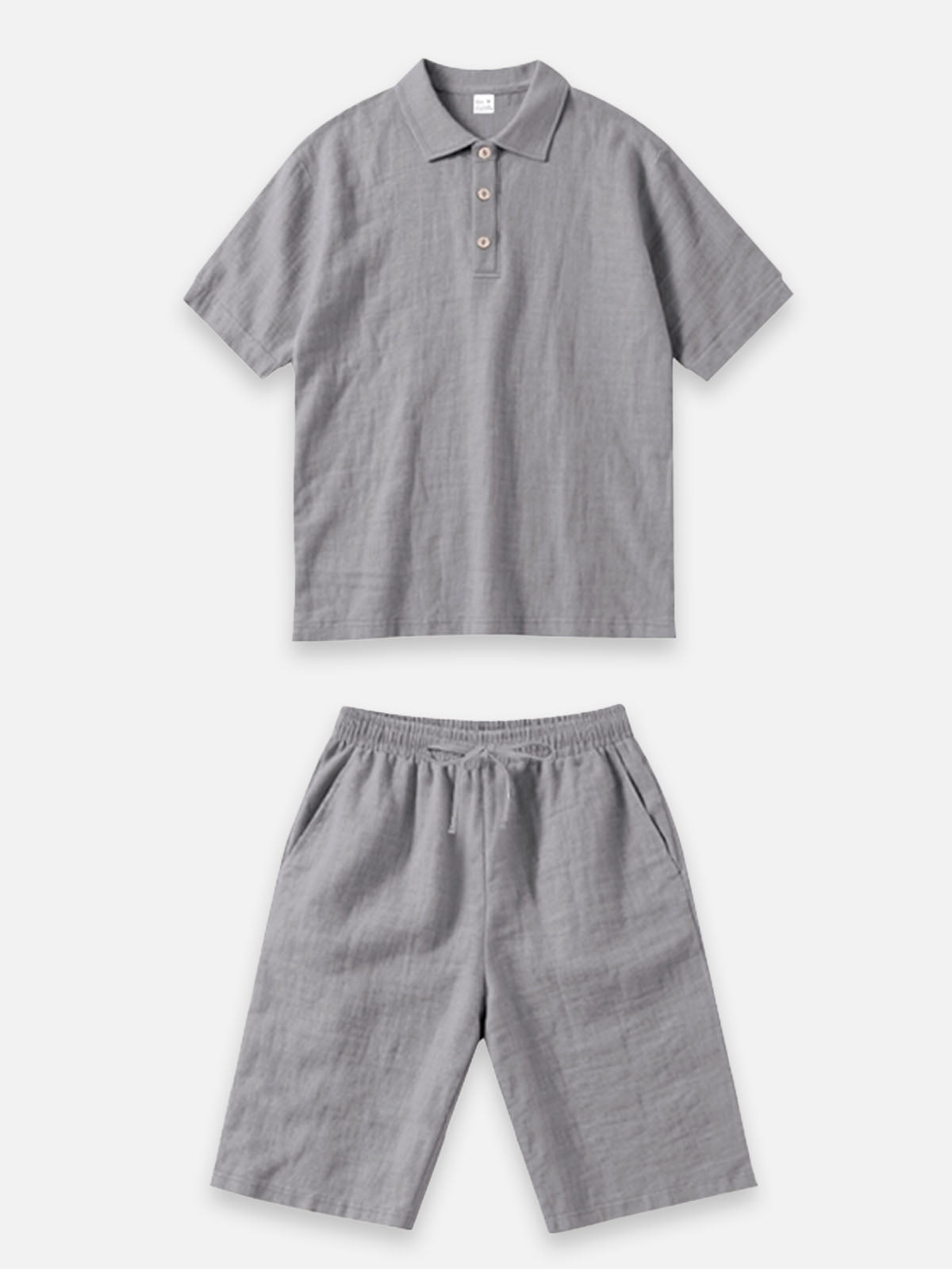 Men's Linen Blend Polo Short Set Eleven Oasis