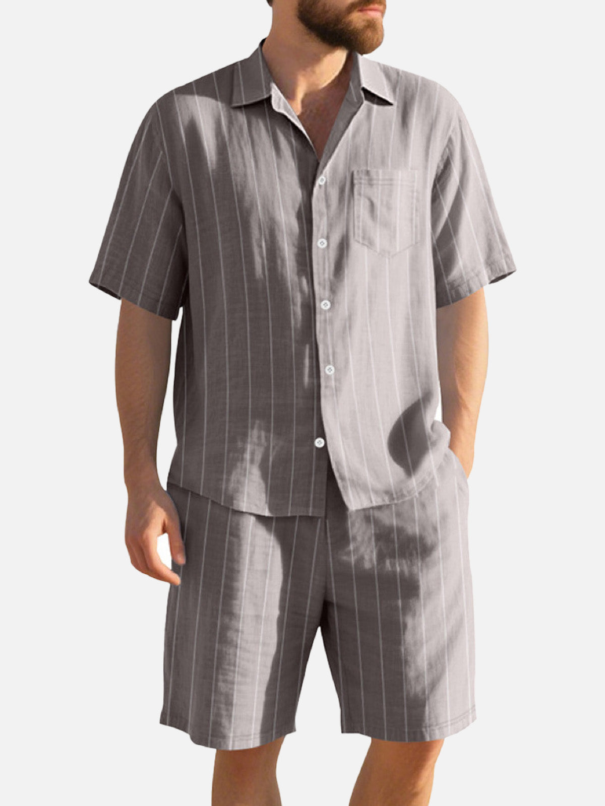 Men's Linen Pinstripe Matching Set Eleven Oasis