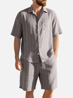 Men's Linen Pinstripe Matching Set Eleven Oasis