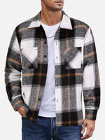 Men's Warm Plaid Button-Up Long Sleeve Shirt Jacket Eleven Oasis
