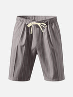 Men's Pinstripe Linen Blend Drawstring Shorts ElevenOasis