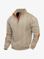 Men's Braided Cable Knit Quarter Button Sweater Eleven Oasis