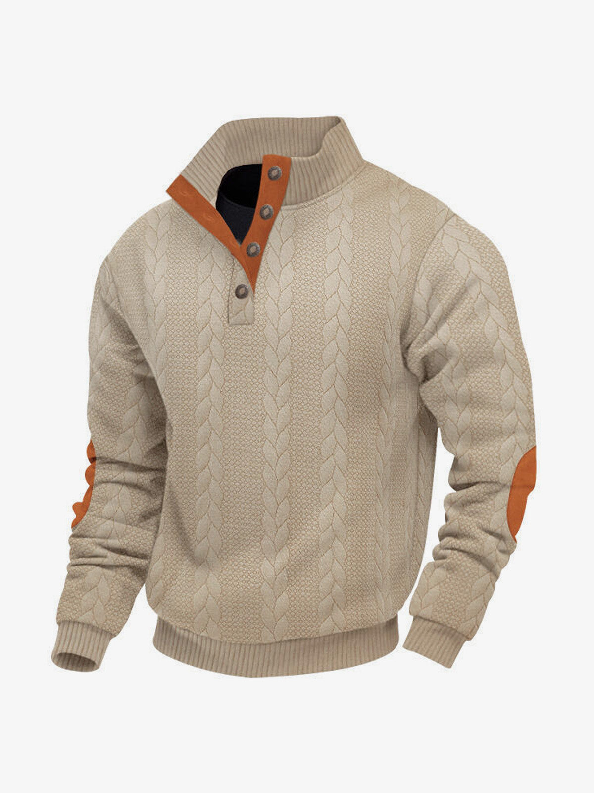Men's Braided Cable Knit Quarter Button Sweater Eleven Oasis