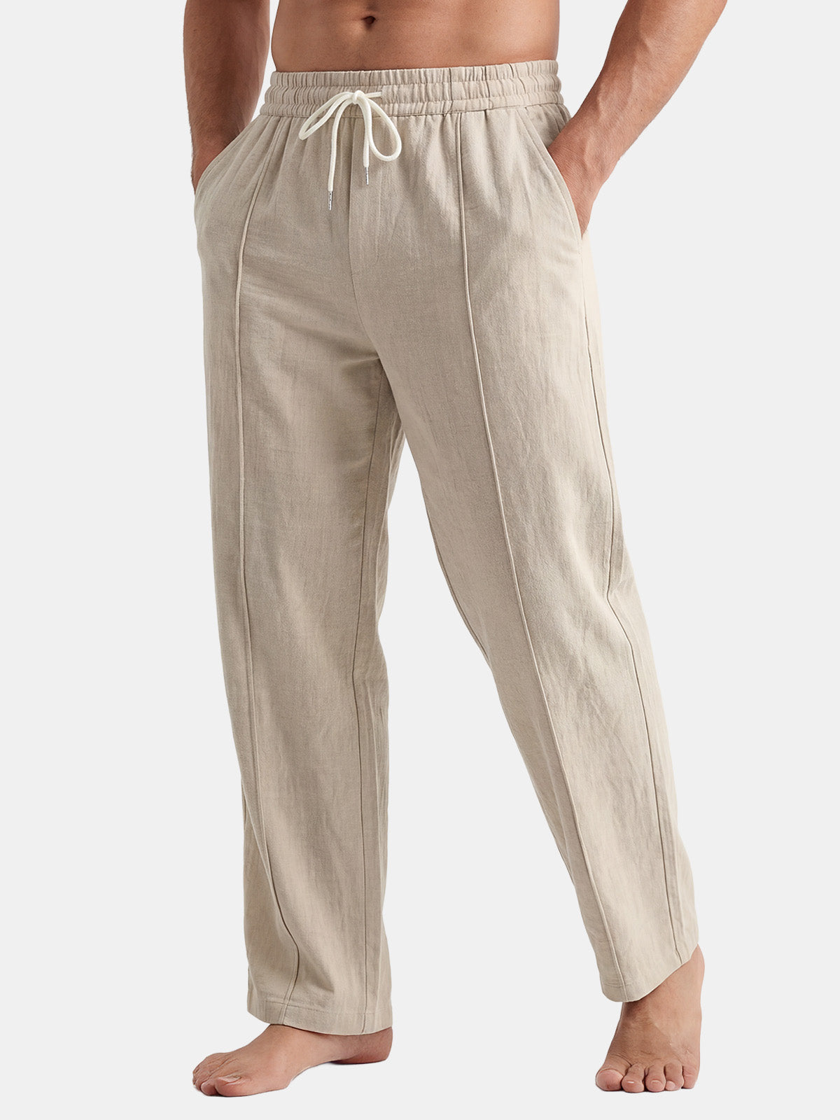 Men's Casual Linen-Blend Drawstring Pants Eleven Oasis