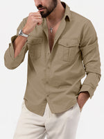 Men's Utility Pocket Long Sleeve Shirt ElevenOasis