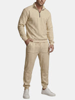 Men's Cable Knit Quarter-Zip Tracksuit Set Eleven Oasis