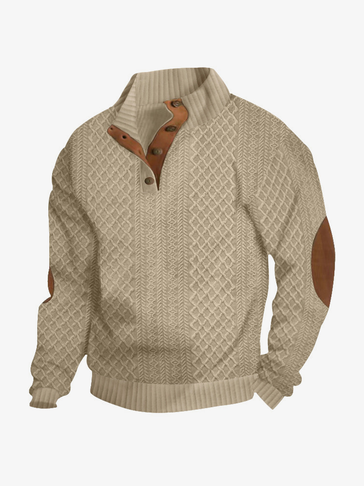 Men's Cable Knit Quarter Button Pullover Sweater ElevenOasis