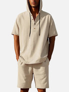 Men's Linen Blend Hooded Short Set Eleven Oasis