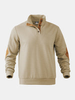 Men's Quilted Elbow Patch Mock Neck Pullover Eleven Oasis