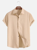 Men's Everyday Crinkle Texture Short Sleeve Shirt ElevenOasis
