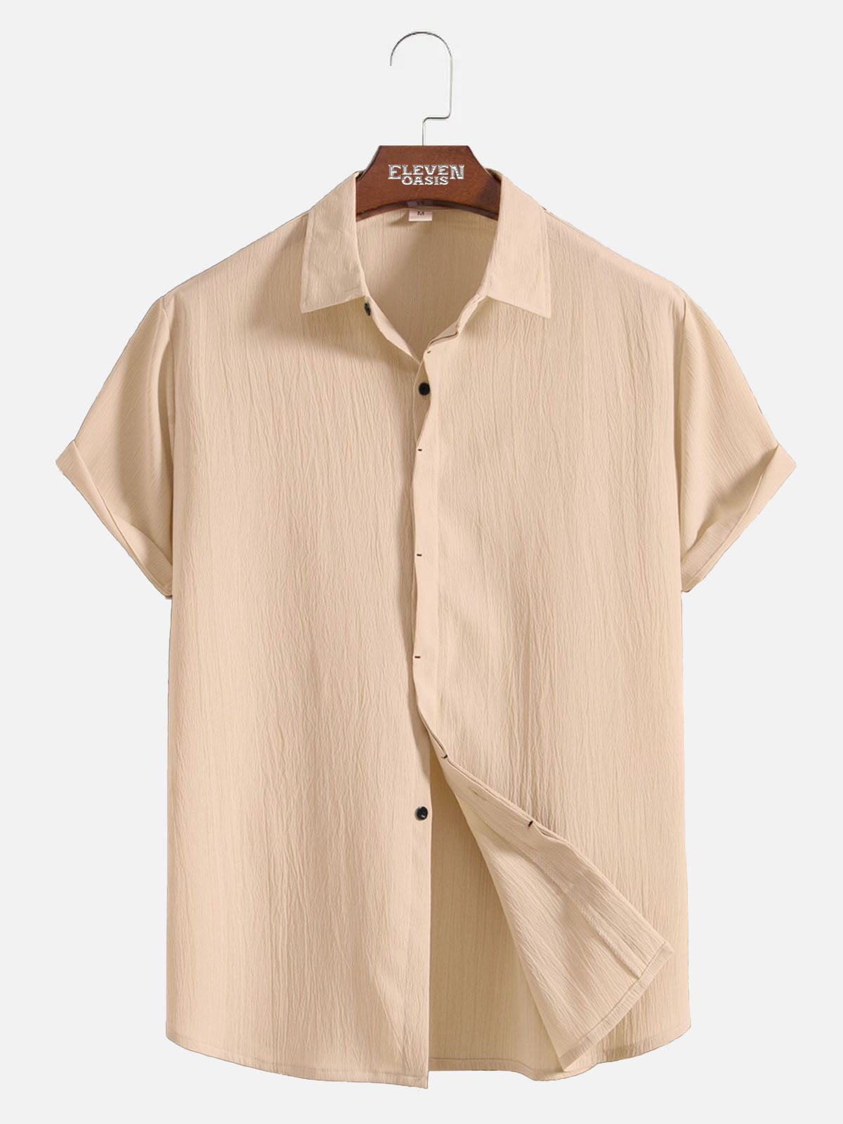 Men's Everyday Crinkle Texture Short Sleeve Shirt ElevenOasis