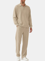 Men's Solid Polo Long Sleeve Lounge Set Eleven Oasis