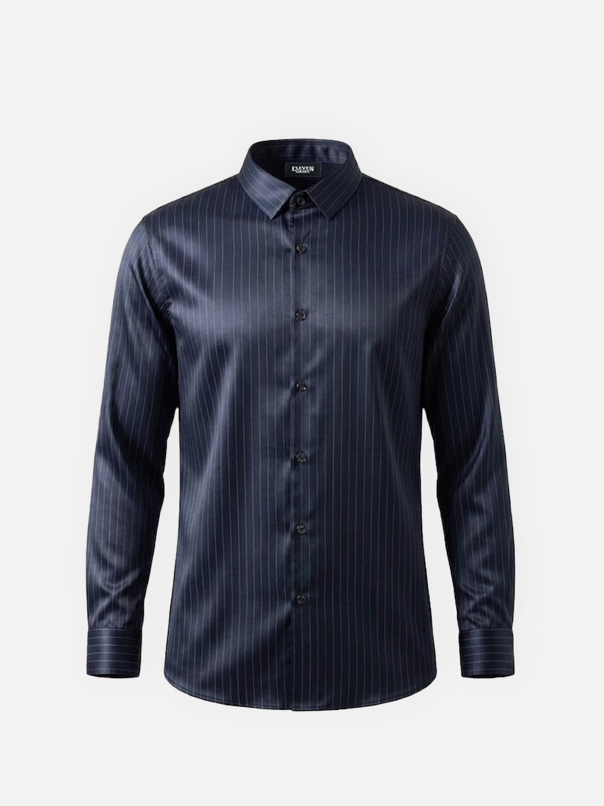 Men's Classic Pinstripe Stretch Slim Fit Long Sleeve Shirt Eleven Oasis