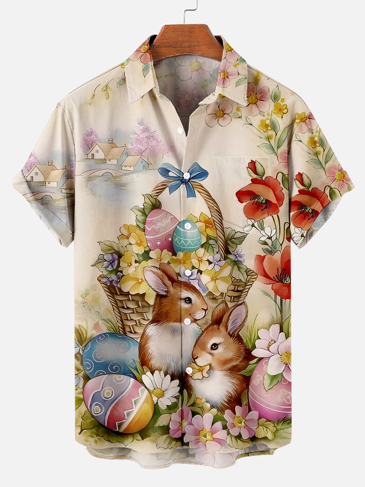 Men's Easter Egg Pattern Short Sleeve Shirt Summer Everest