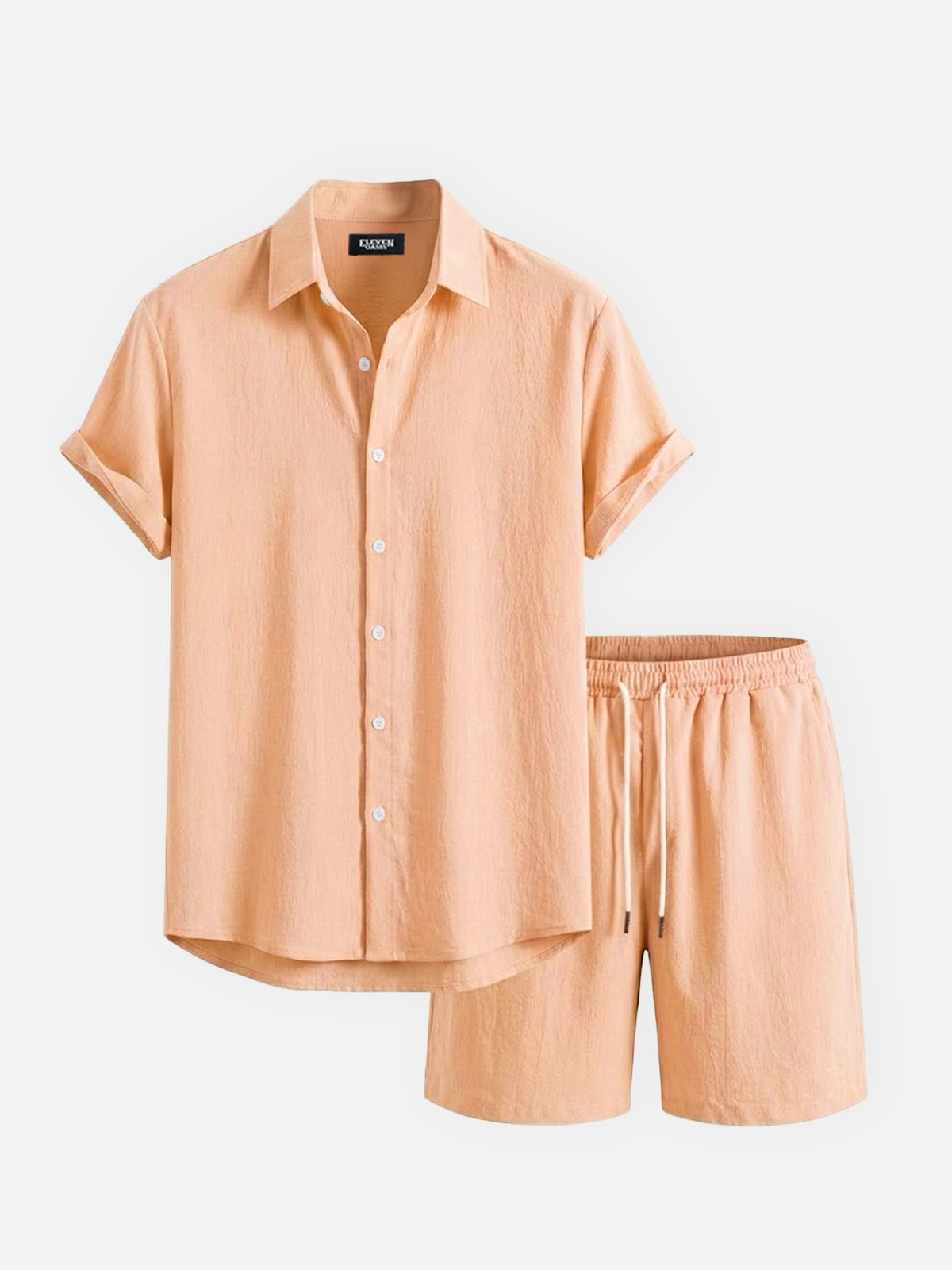 Men's Casual Textured Slim Fit Short Sleeve Shirt and Shorts Set Eleven Oasis