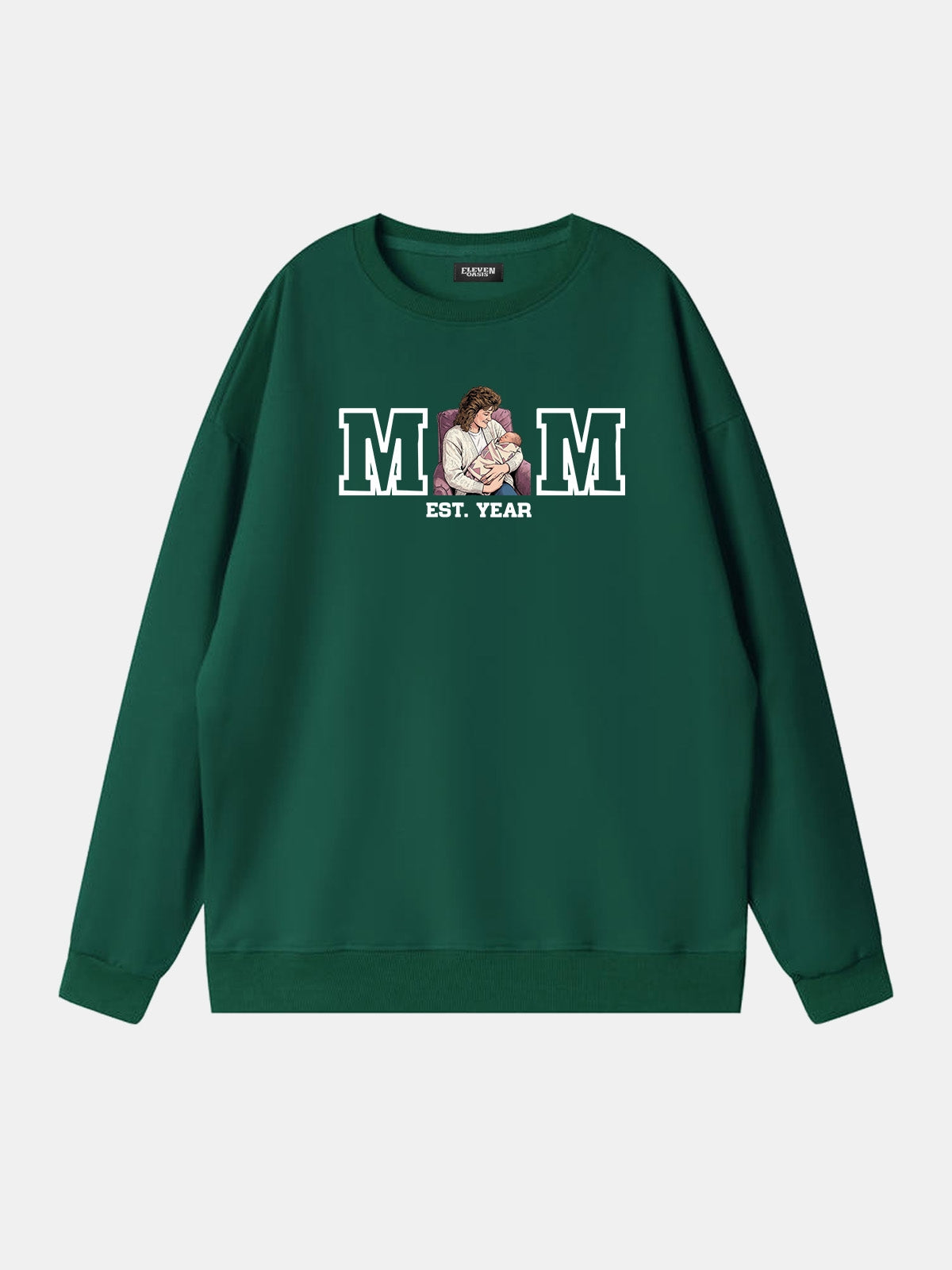 Custom Mom Illustration Sweatshirt Eleven Oasis