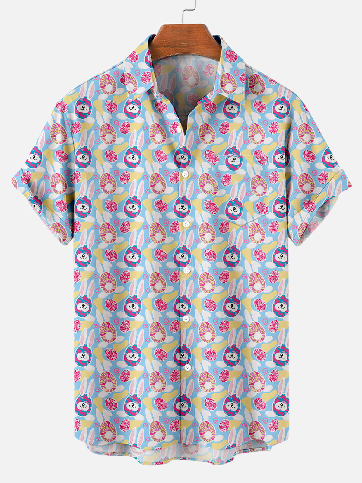 Men's Easter Egg Bunny Pattern Short Sleeve Shirt Summer Everest