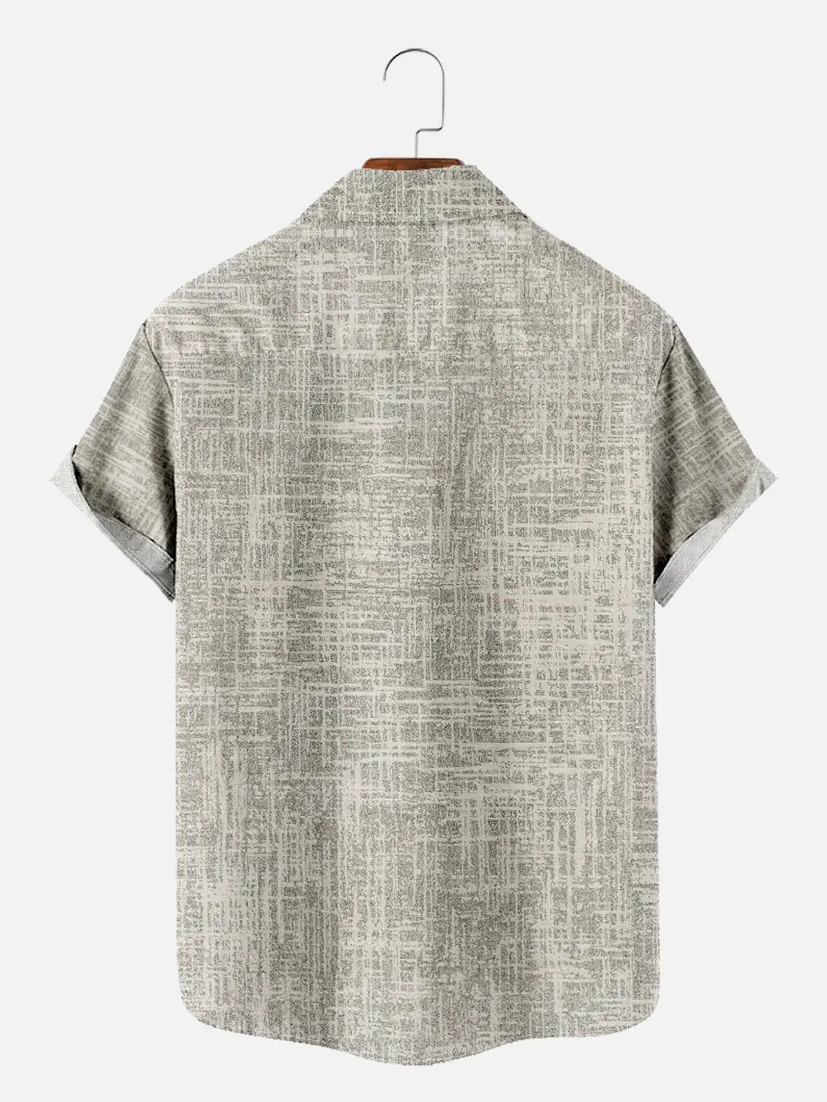 Men's Neutral Crosshatch Pattern Short Sleeve Shirt ElevenOasis