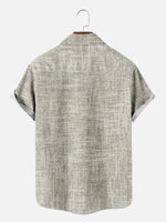 Men's Neutral Crosshatch Pattern Short Sleeve Shirt ElevenOasis