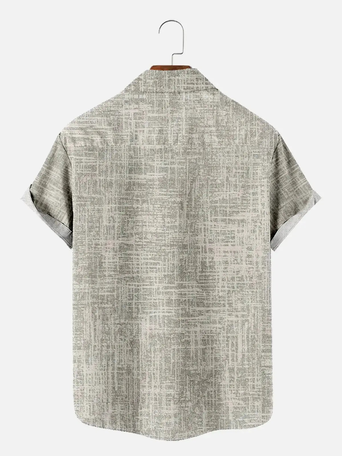 Men's Neutral Crosshatch Pattern Short Sleeve Shirt ElevenOasis
